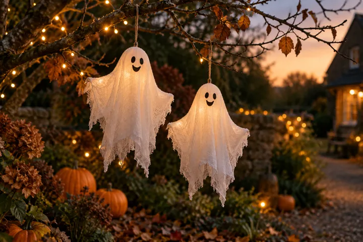 Friendly hanging ghost decorations